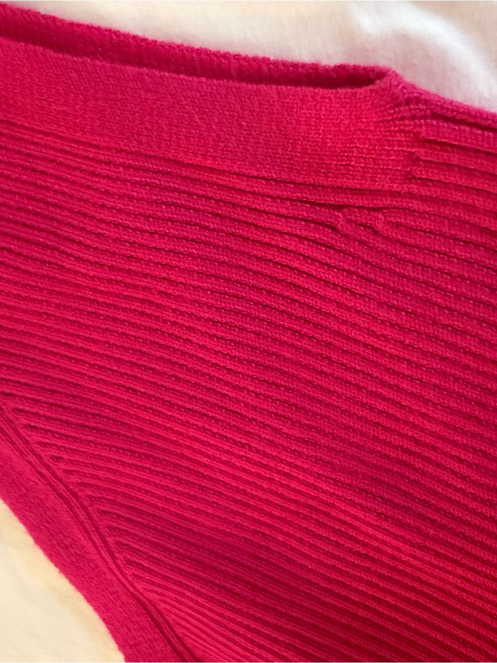 Mango Ribbed One-Shoulder Top - Hot Pink - Picture 2 of 5